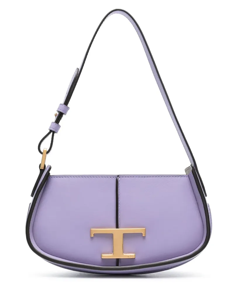 TOD'S Schultertasche mit Logo-Schild - Violett Violett