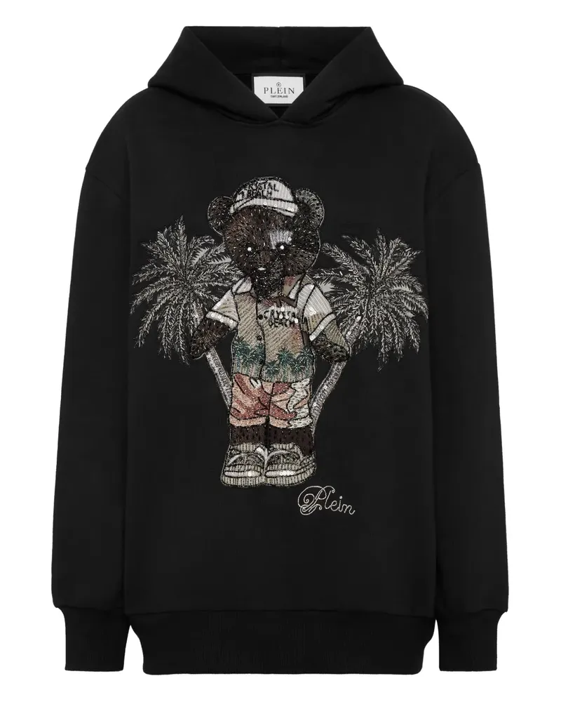 Philipp Plein Hoodie mit Teddy-Palme - Schwarz Schwarz