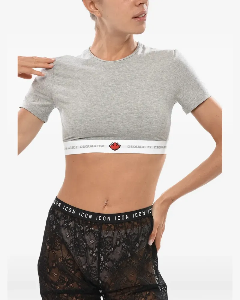Dsquared2 Cropped-T-Shirt mit Logo - Grau Grau