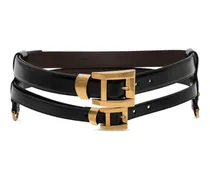 double-strap leather belt - Schwarz