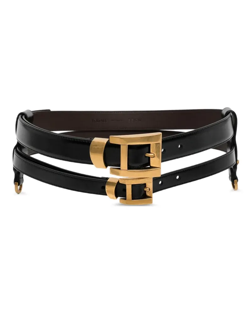 Versace double-strap leather belt - Schwarz Schwarz