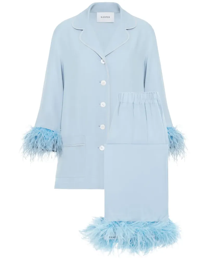 SLEEPER Pyjama mit Federn - Blau Blau