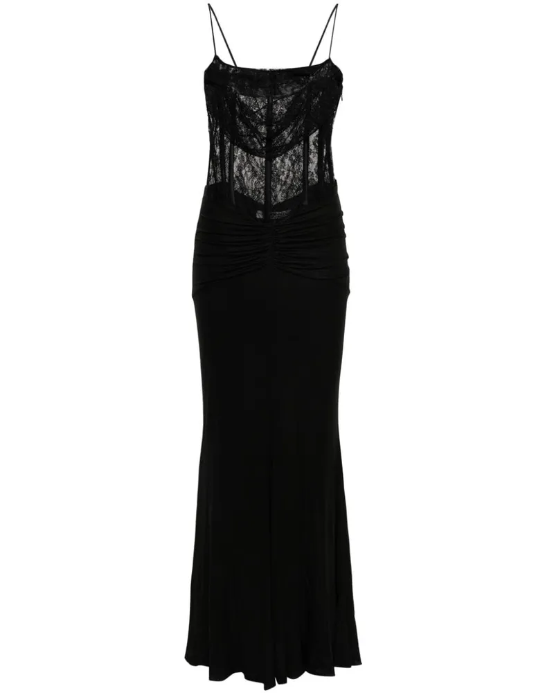 Alessandra Rich Maxikleid mit Spitzeneinsatz - Schwarz Schwarz