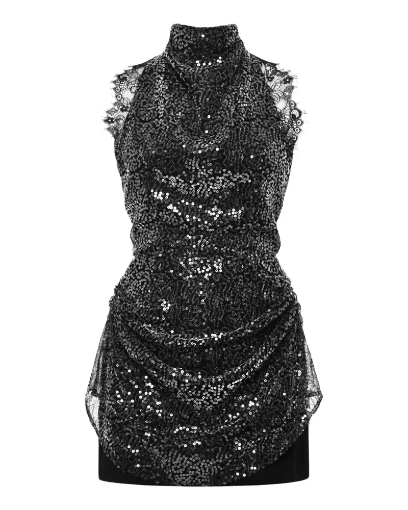 ANOUKI sequin-embellished lace-trim mini dress - Schwarz Schwarz