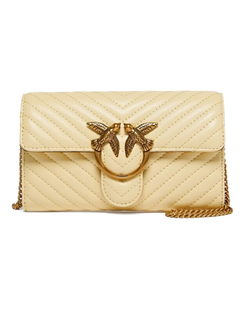 Pinko Mini Love Bag Schultertasche mit Vogelverzierung - Nude Nude