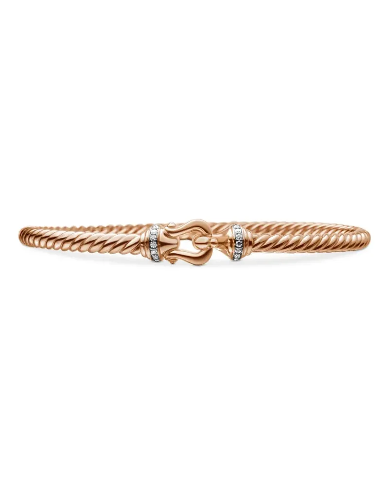 David Yurman 18kt Buckle Cablespira Rotgoldarmband mit Diamanten (3,5mm) - Rosa Rosa