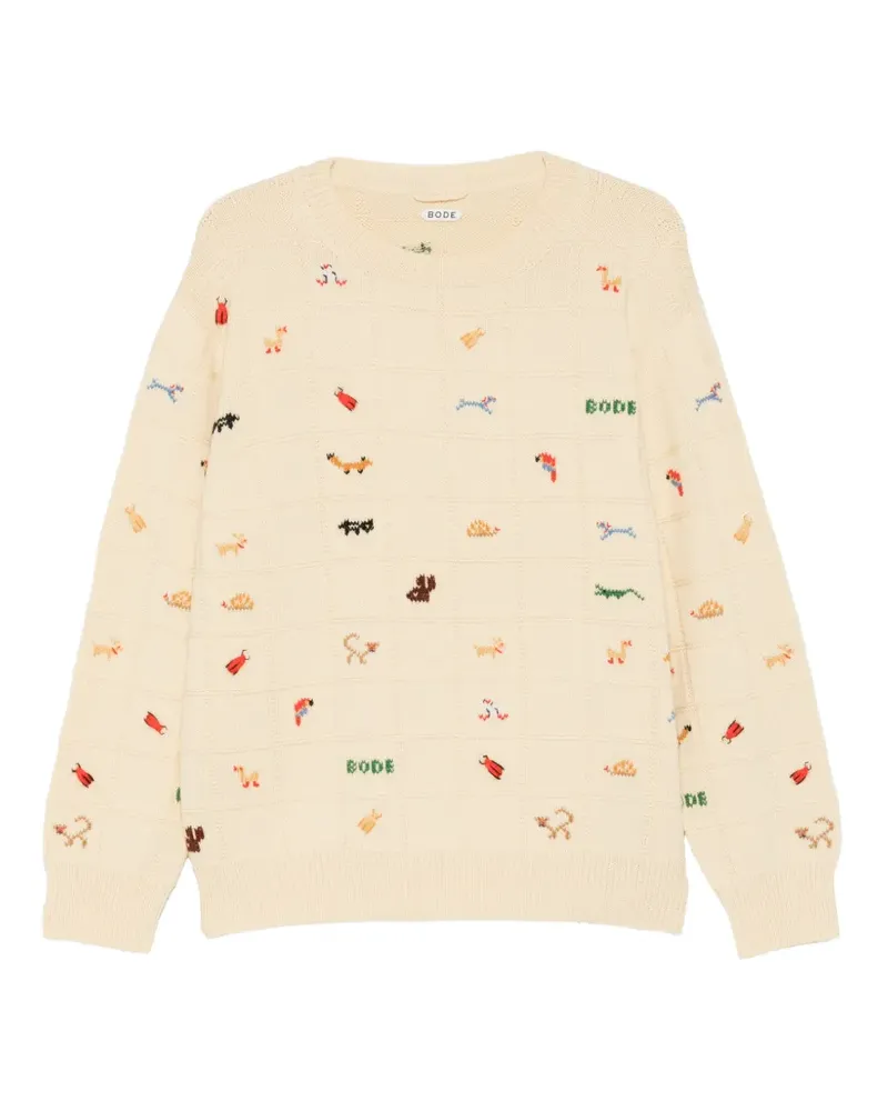 BODE animal-embroidery sweater - Nude Nude