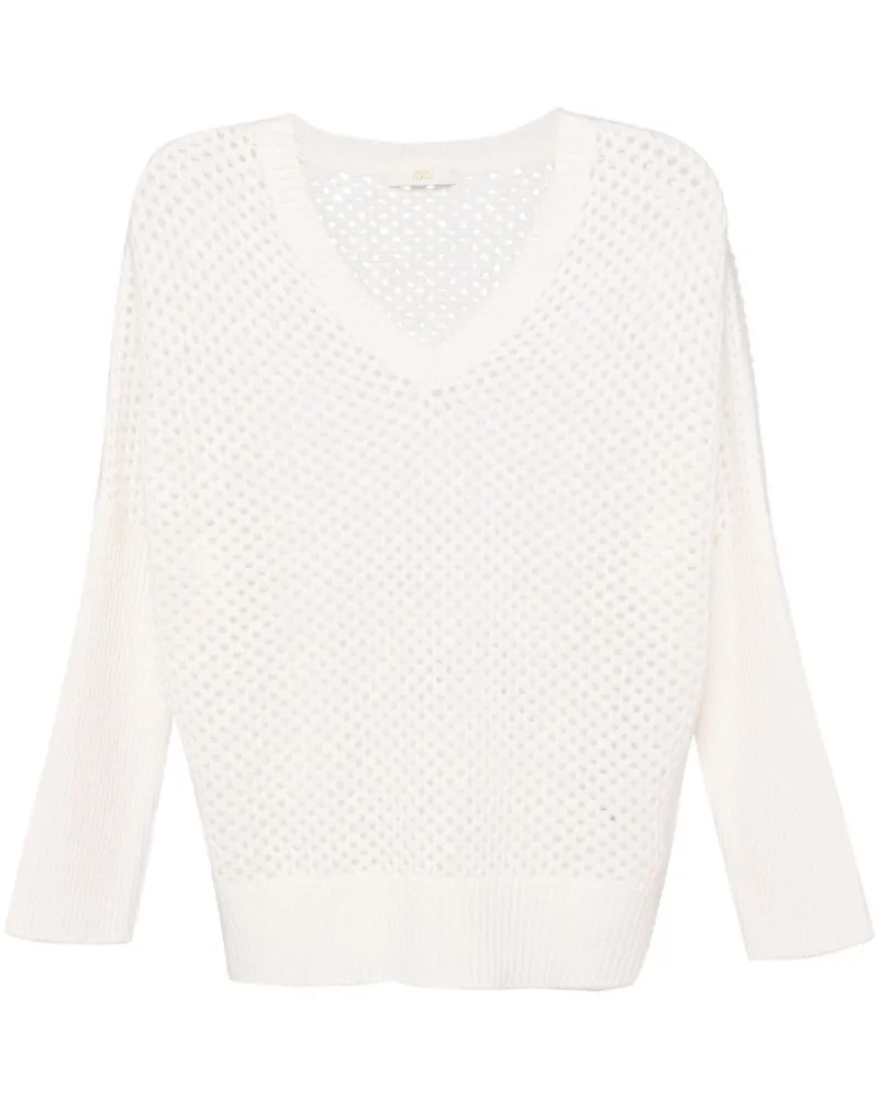 Fedeli Locri Lochstrick-Pullover - Weiß Weiß