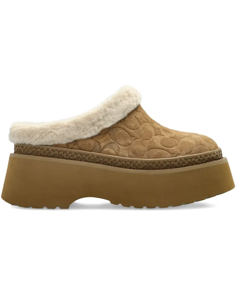Coach Mules aus Wildleder mit Monogramm - Nude Nude