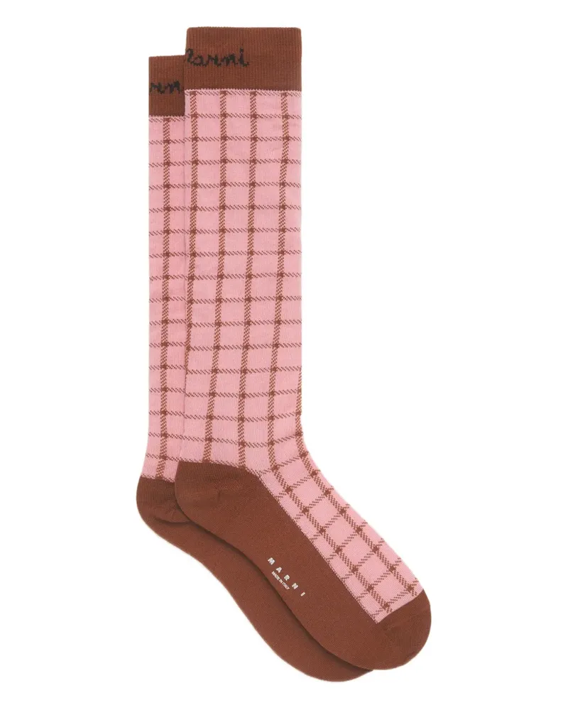 Marni jacquard checked-pattern socks - Rosa Rosa