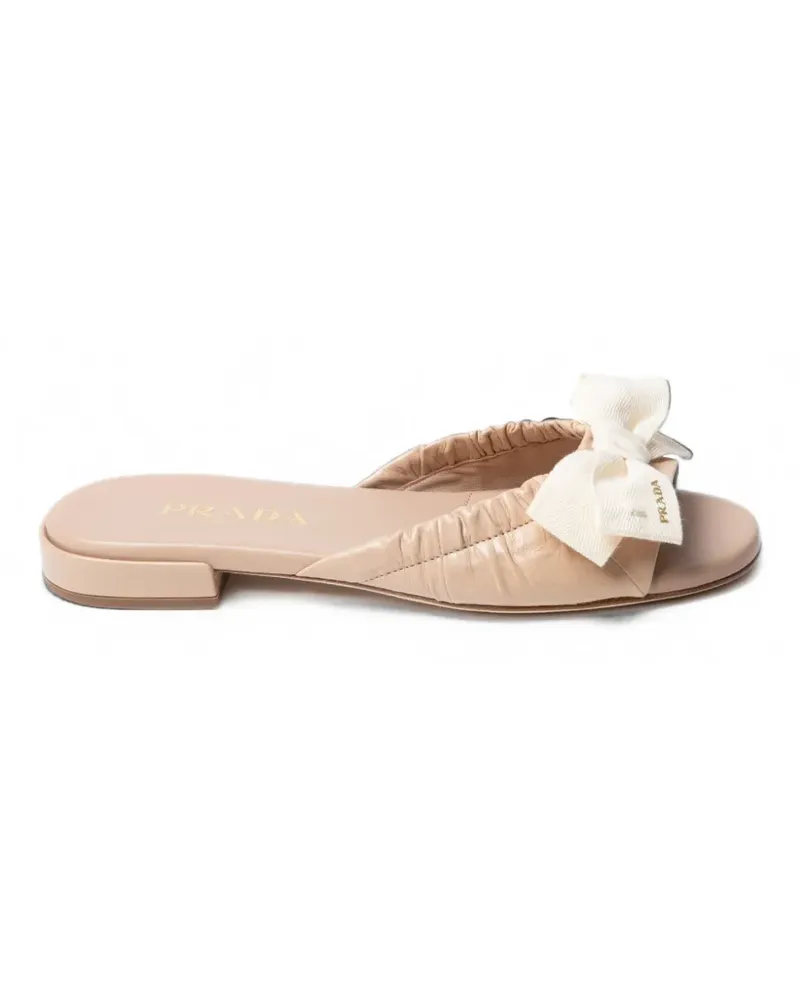 Prada bow-detail ruched sandals - Nude Nude