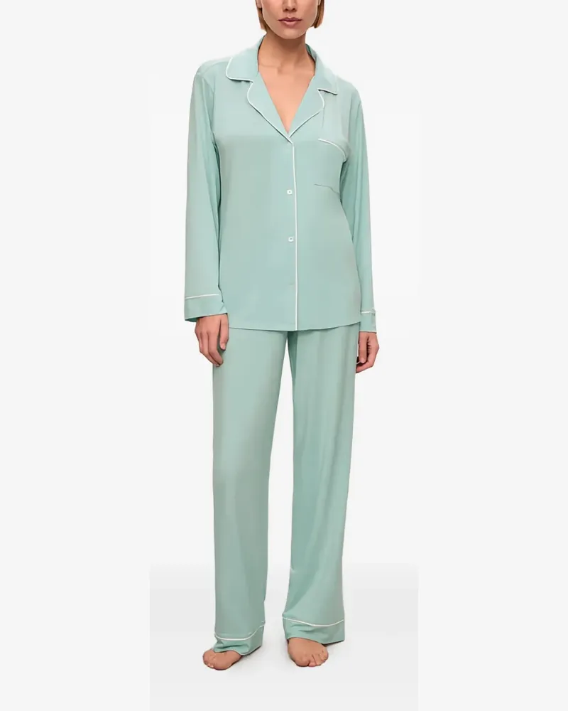 Eberjey Gisele Pyjama mit Paspeln - Blau Blau