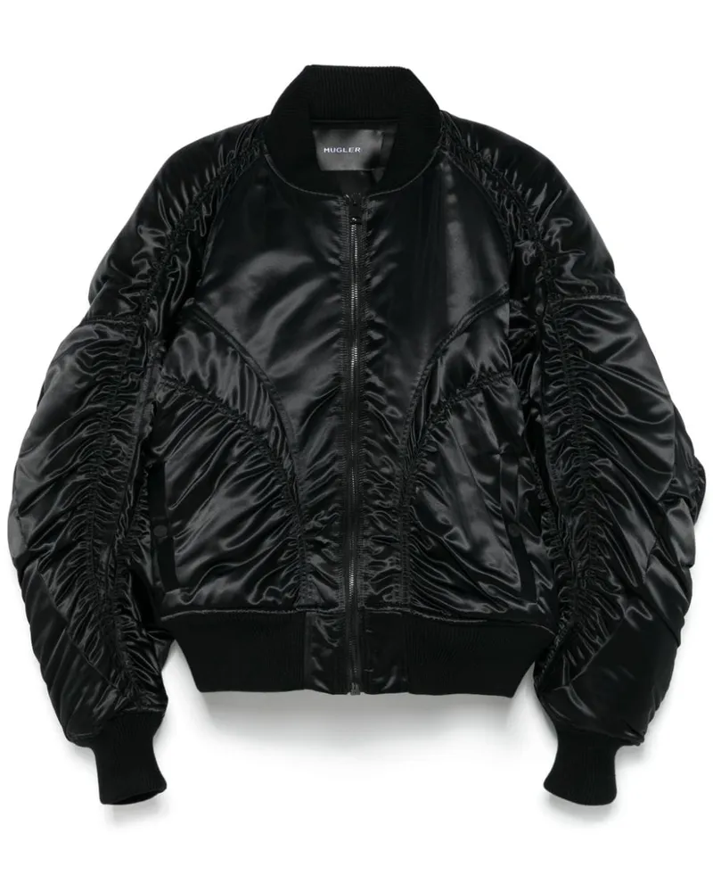 Thierry Mugler Bomberjacke aus Satin - Schwarz Schwarz