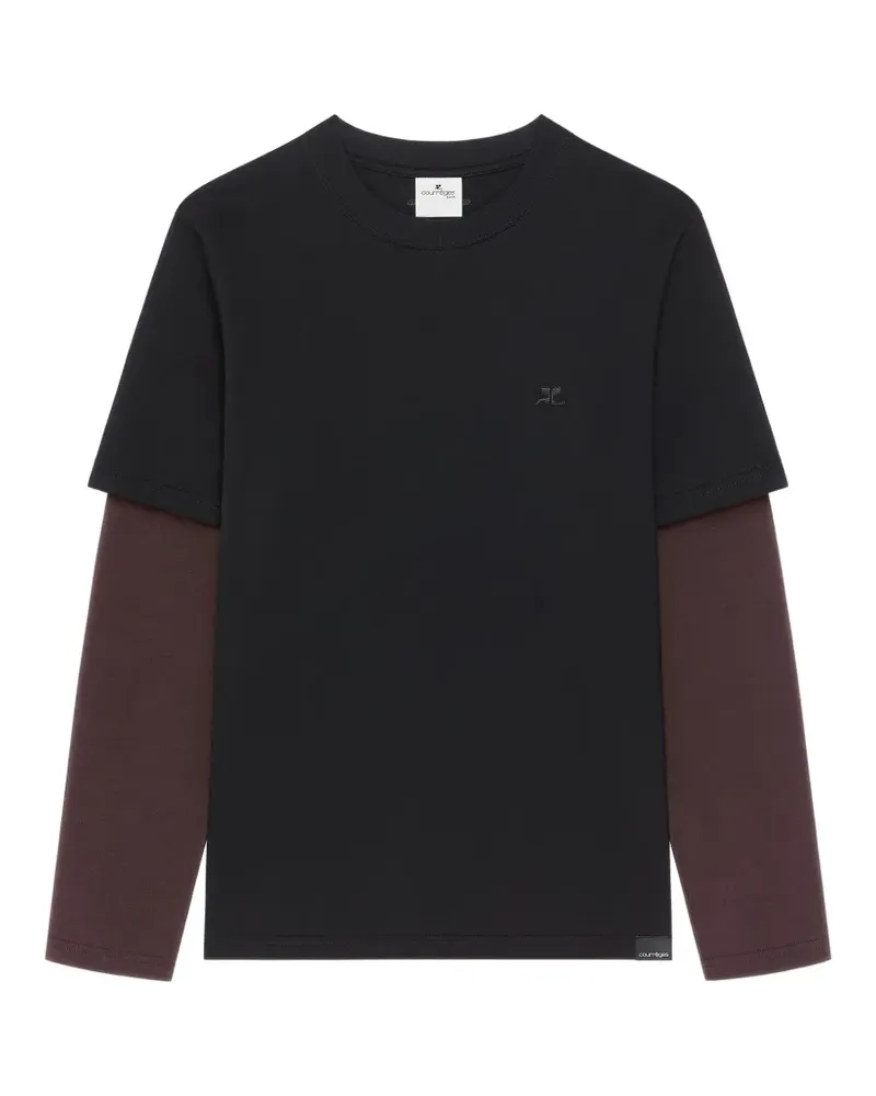 Courrèges T-Shirt mit doppelten Ärmeln - Schwarz Schwarz