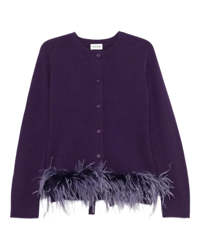 P.A.R.O.S.H. Lestat feather-trim tied-back cardigan - Violett Violett