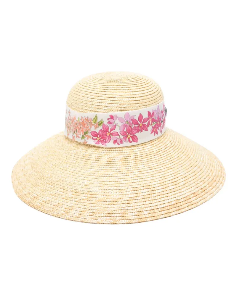 Ferragamo Hut aus Seidenband mit Blumen-Print - Nude Nude