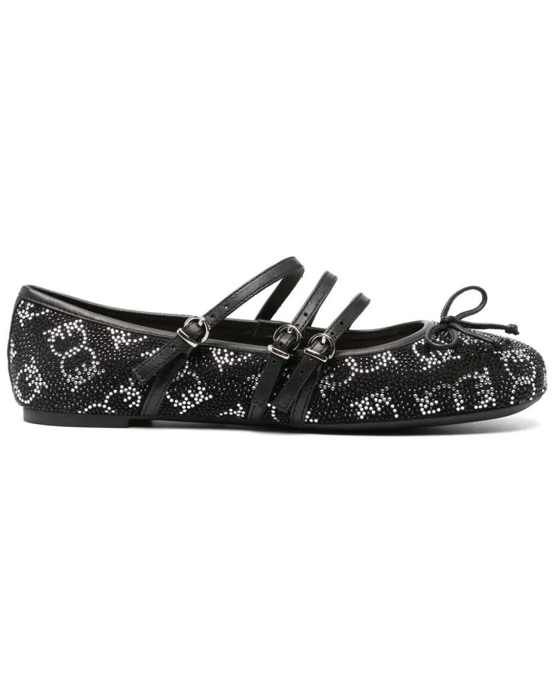 Pinko Ballerinas mit Kristallen - Schwarz Schwarz