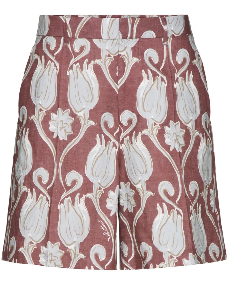 Valentino Garavani Leinenshorts mit Blumen-Print Rosa