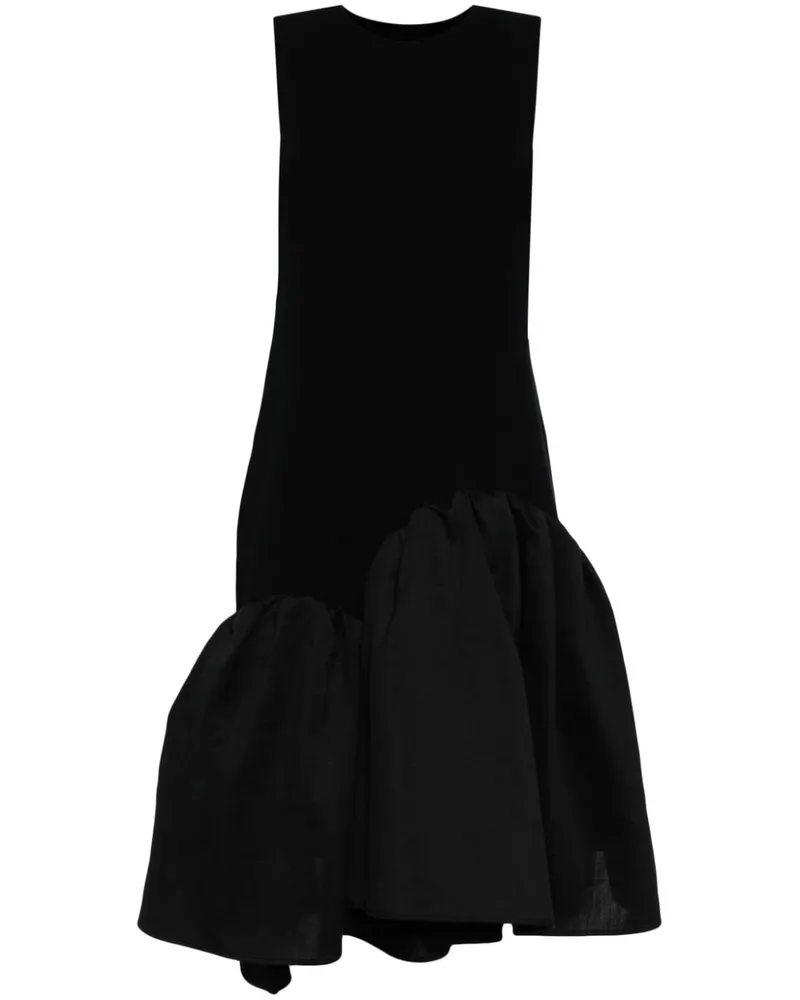 JNBY Asymmetrisches Patchwork-Midikleid - Schwarz Schwarz