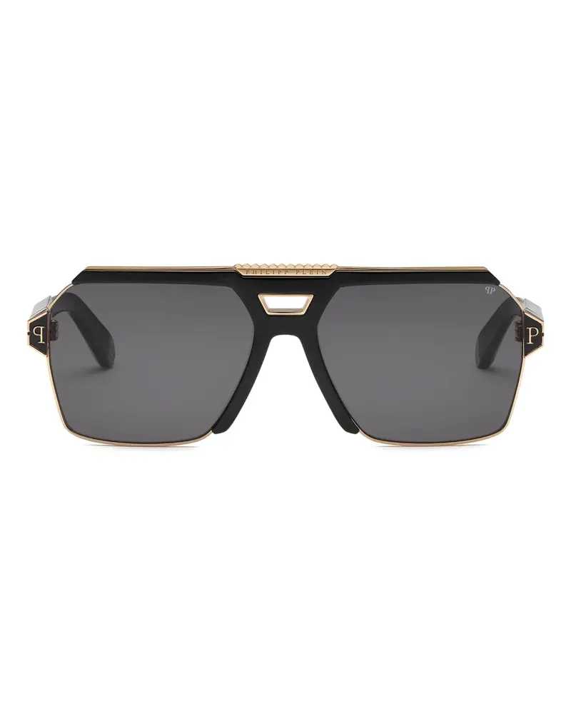 Philipp Plein Geometrische Pilotenbrille - Schwarz Schwarz