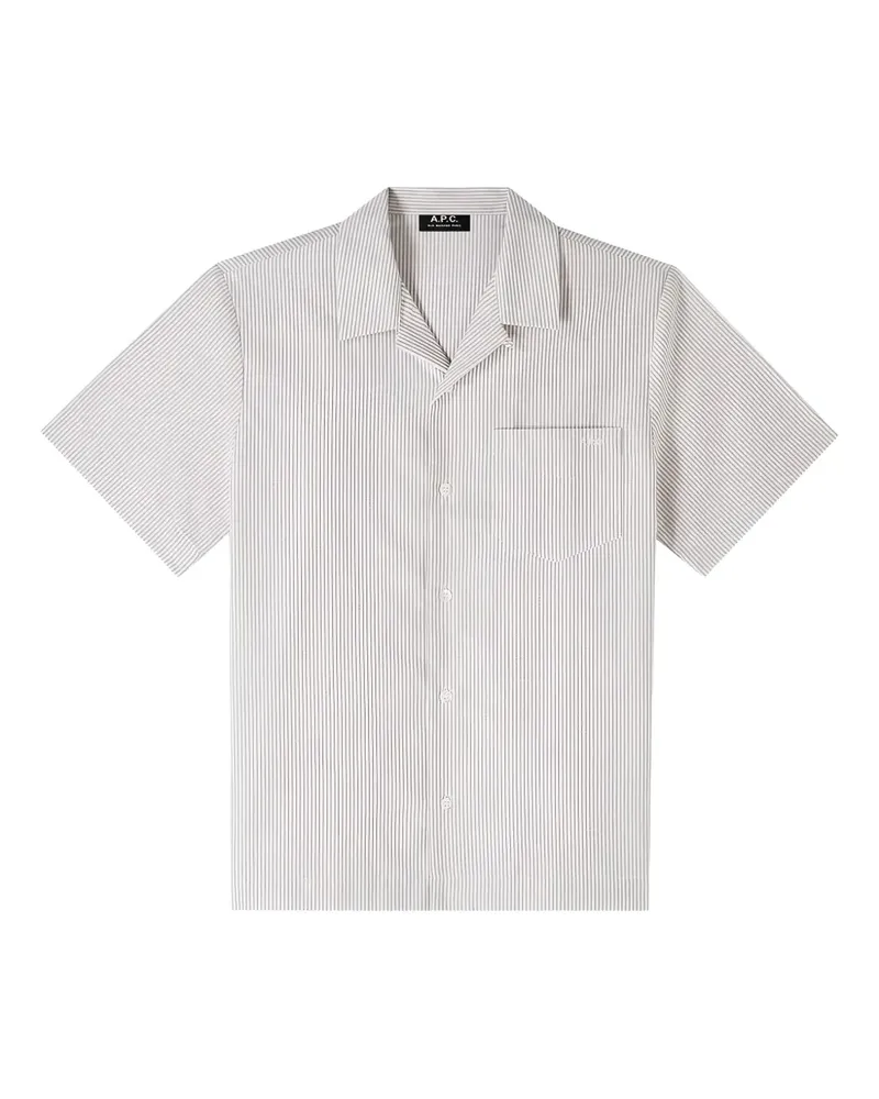 A.P.C. Gestreiftes Hemd mit Logo - Nude Nude