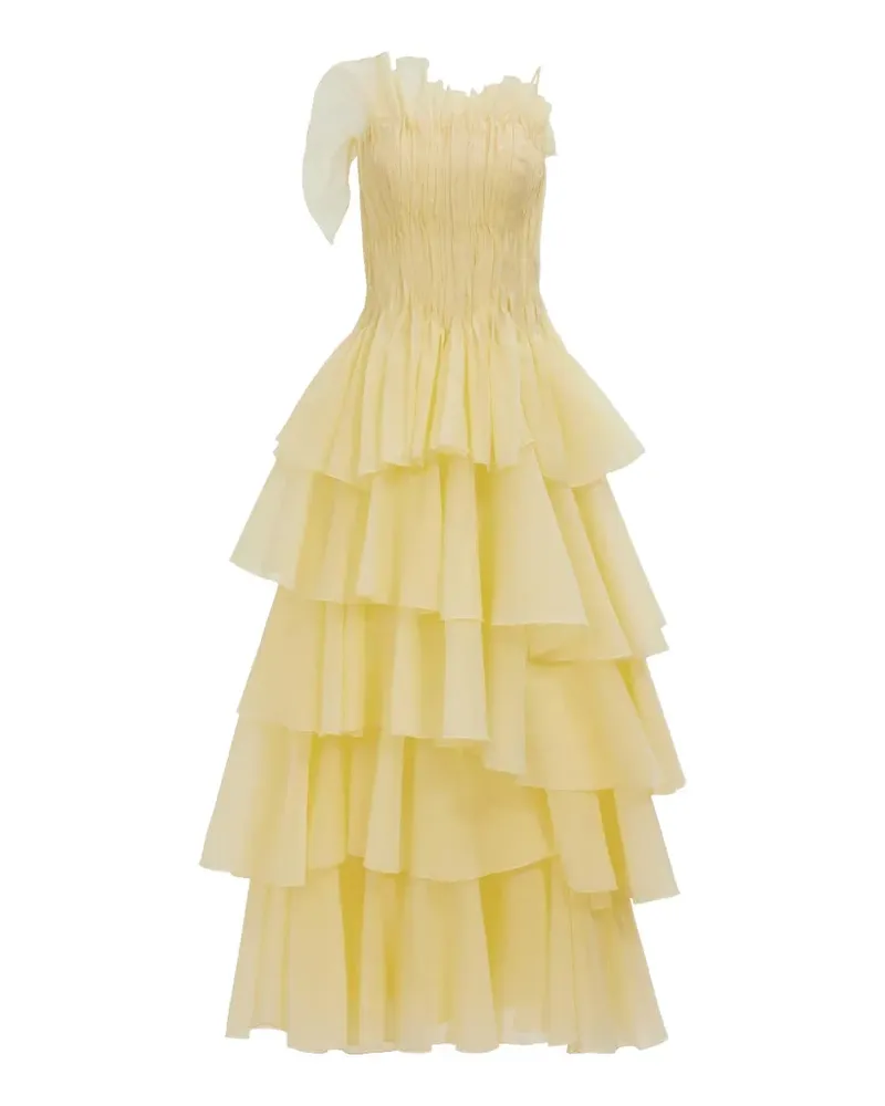 Aje. Gestuftes Sonnet Maxikleid - Gelb Gelb