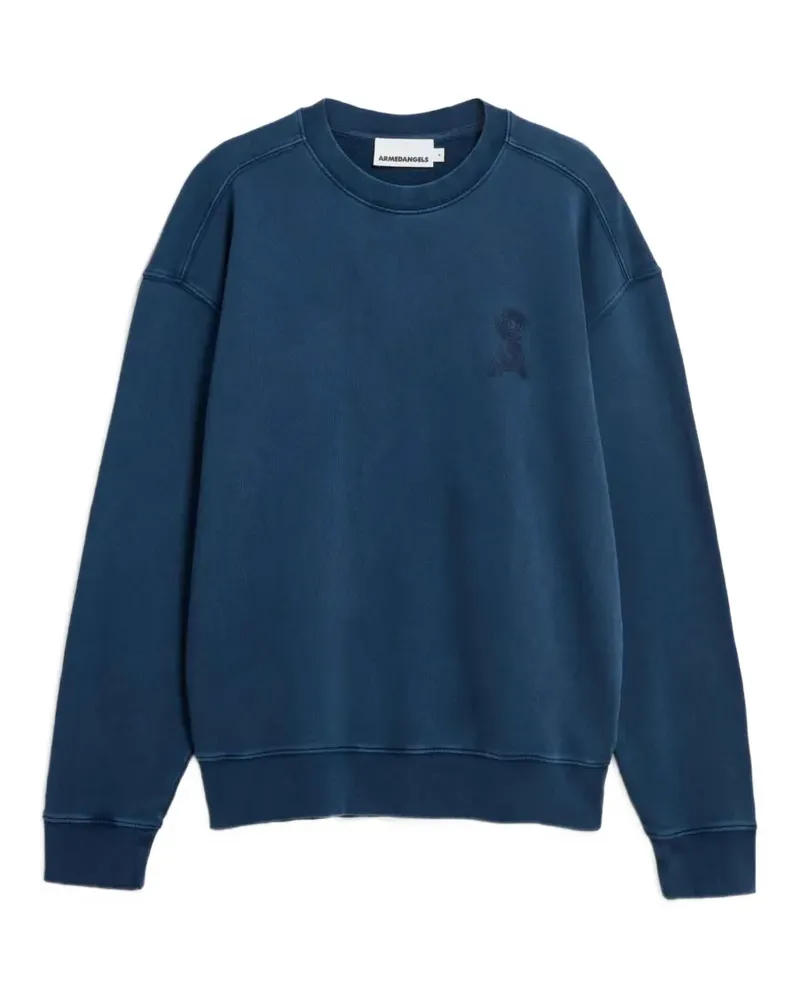 Armedangels garment-dyed logo-embroidered sweater - Blau Blau