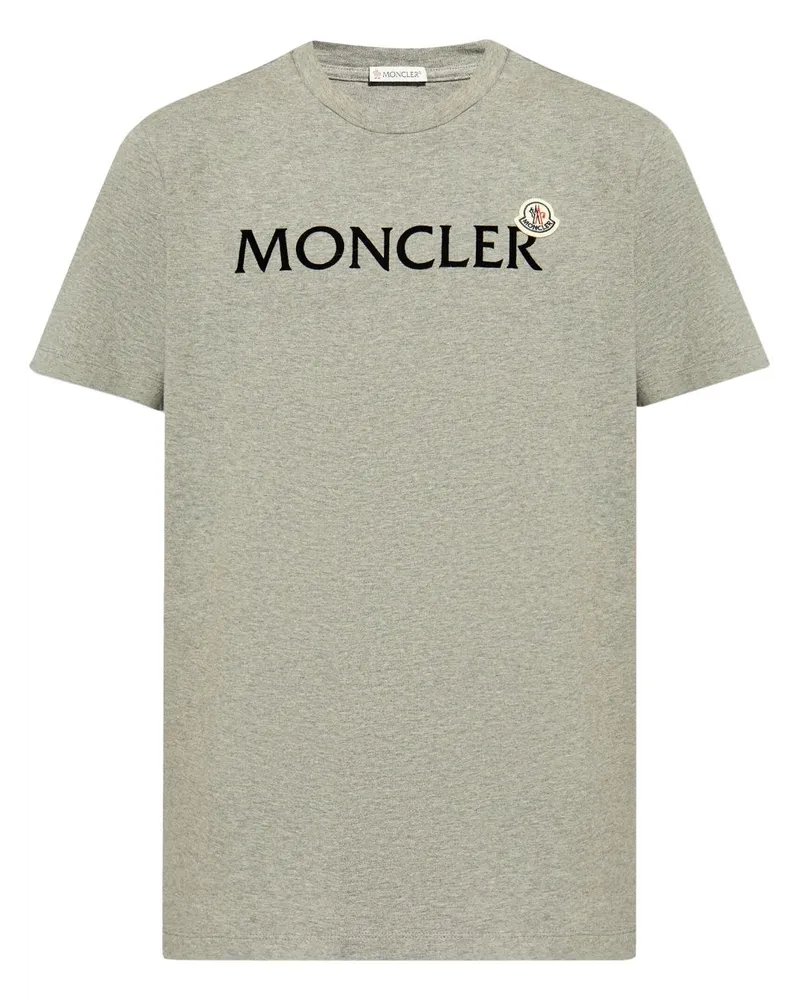 Moncler T-Shirt mit beflocktem Logo - Grau Grau