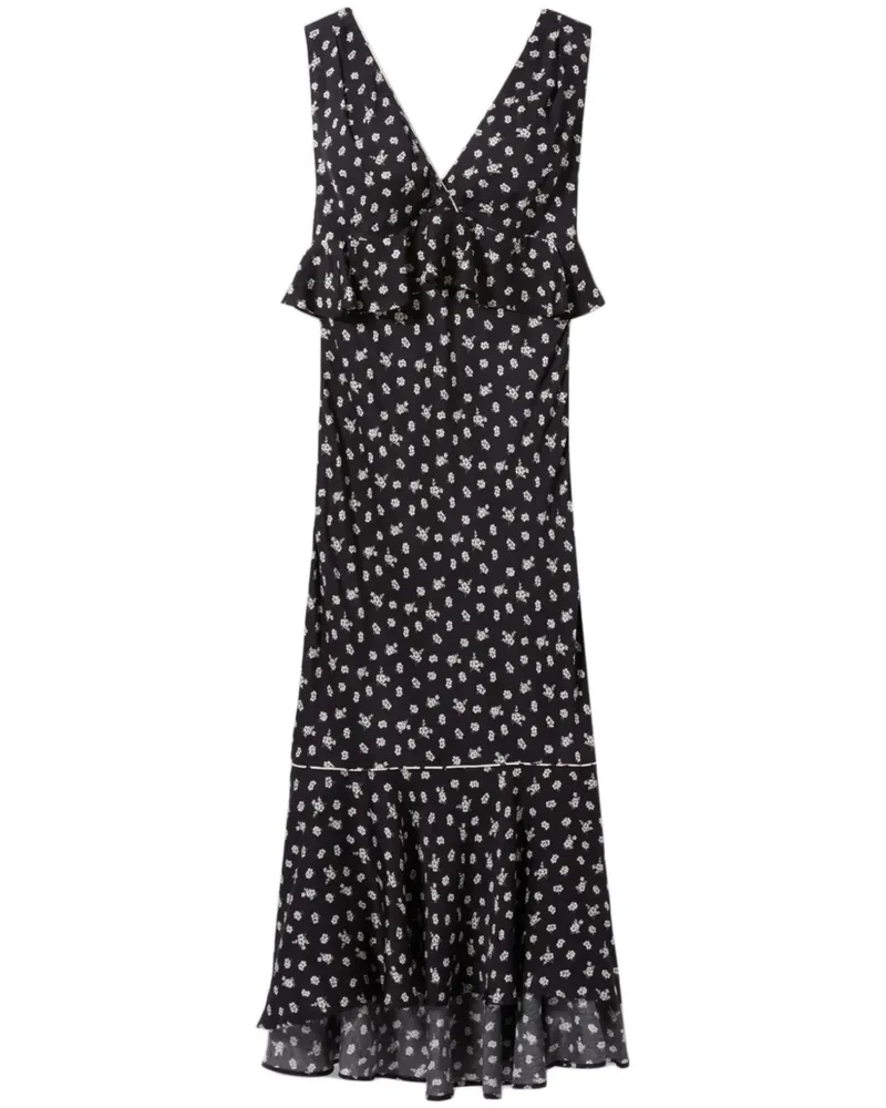 Claudie Pierlot Maxikleid mit Blumen-Print - Schwarz Schwarz
