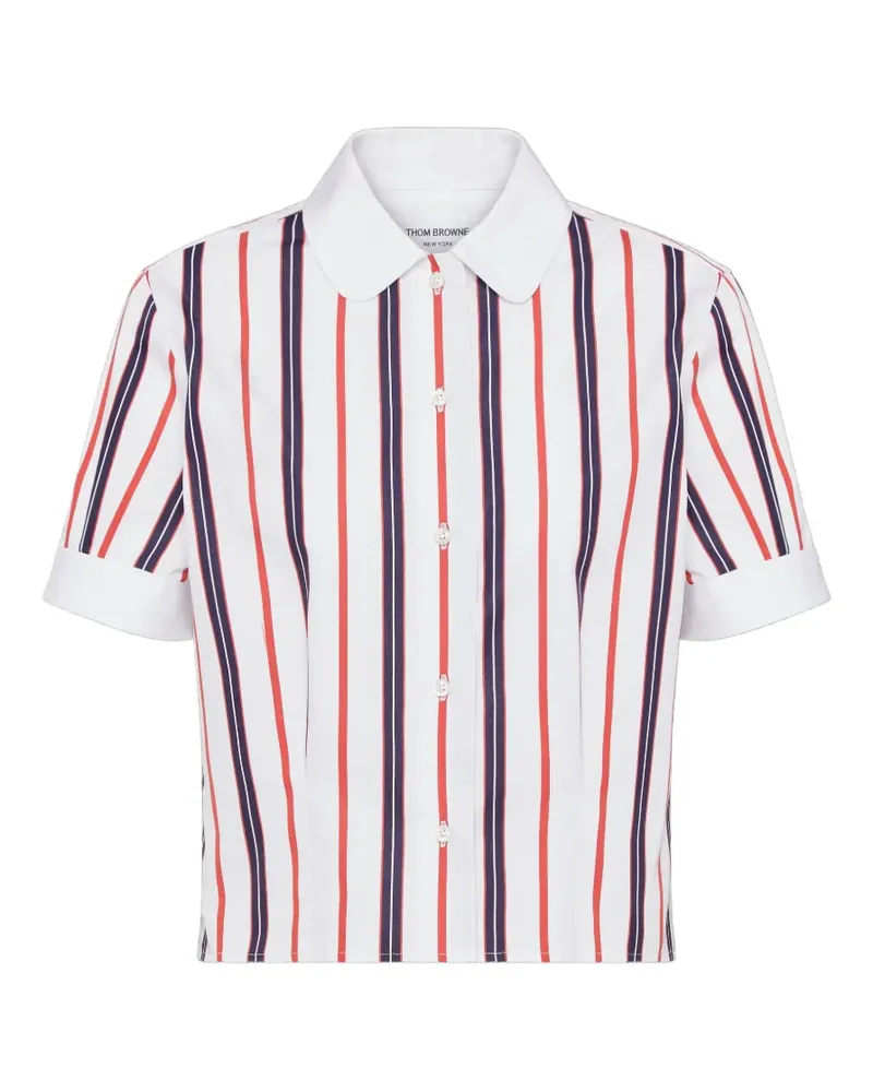Thom Browne Gestreiftes Repp Hemd aus Popeline - Weiß Weiß