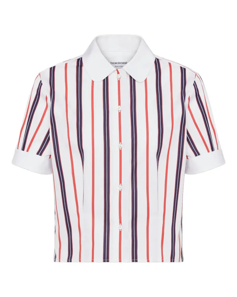 Thom Browne Gestreiftes Repp Hemd aus Popeline - Weiß Weiß