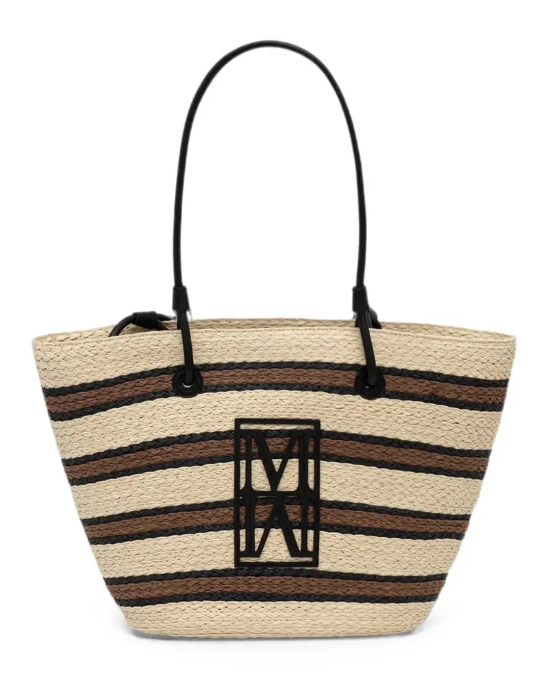 Marc O'Polo Gestreifter Shopper mit Logo-Patch - Nude Nude