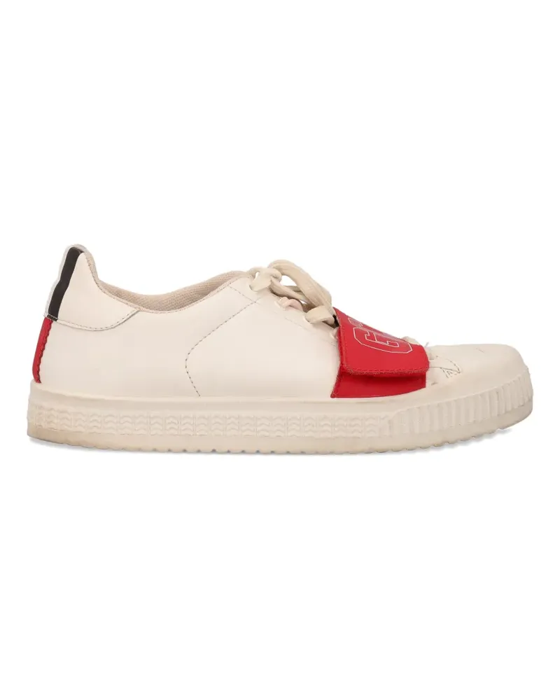 GCDS Gestreifte Sneakers aus Leder - Nude Nude