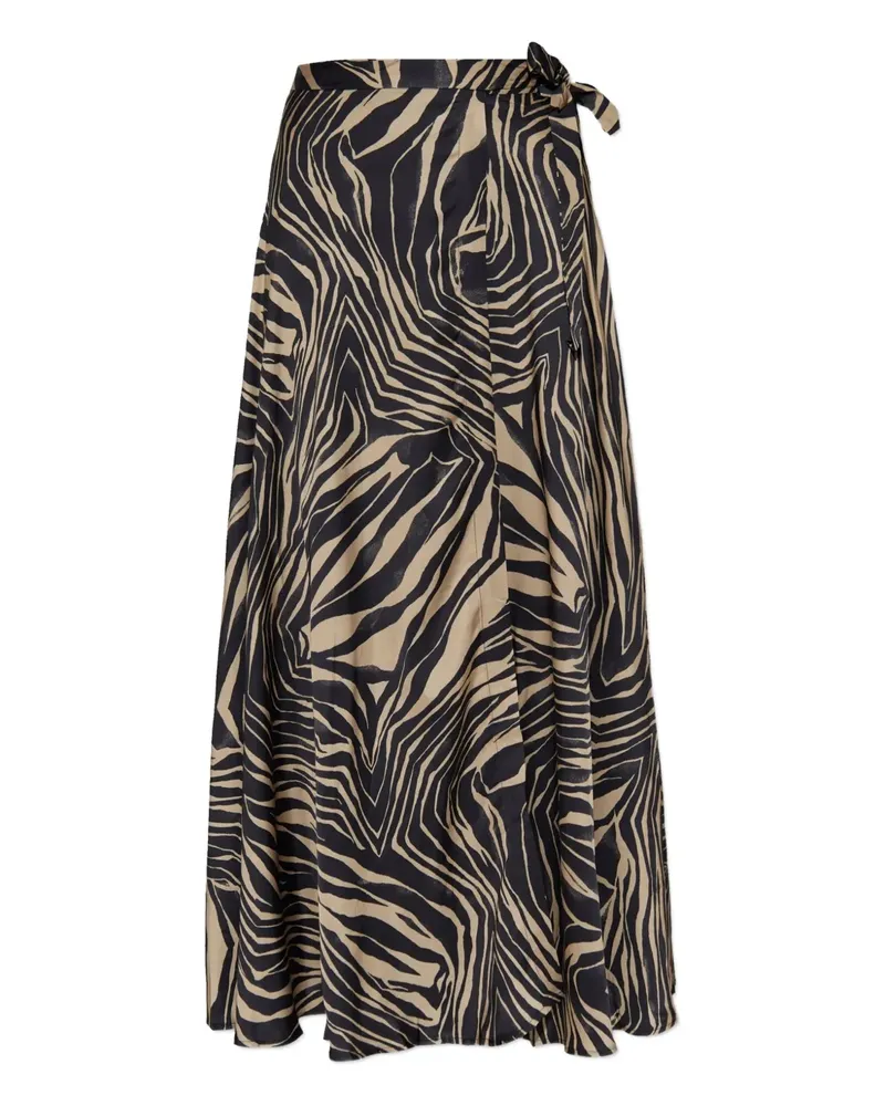 MUNTHE Lovella zebra-print wrap skirt - Braun Braun