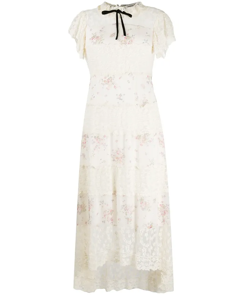 Philosophy Di Lorenzo Serafini Geblümtes Maxikleid mit Spitzeneinsätzen - Nude Nude