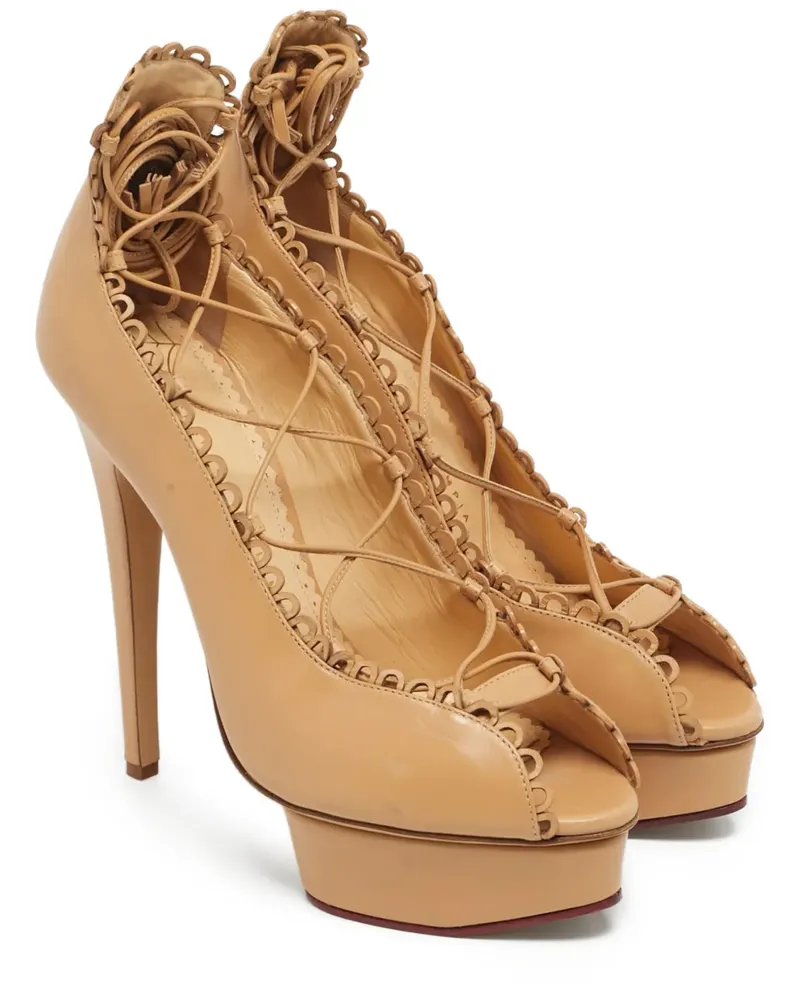 Charlotte Olympia Paloma lace-up platform pumps - Nude Nude