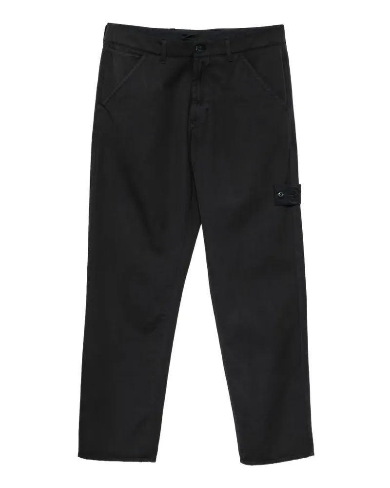 Stone Island 3100025 Rohwolle-Baumwoll-Gabardine-TC_S.I. Ghost Chino - Schwarz Schwarz