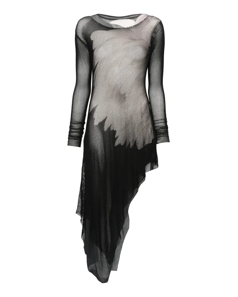 Yohji Yamamoto long-sleeved midi dress - Schwarz Schwarz