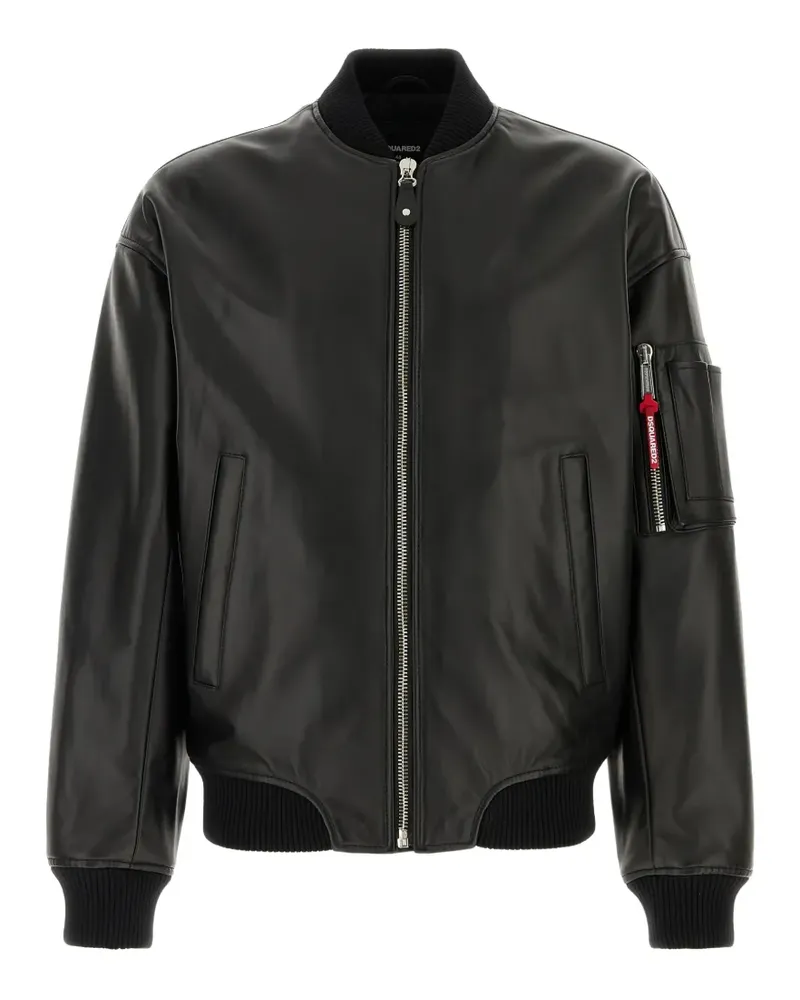 Dsquared2 ribbed-trm leather jacket - Schwarz Schwarz