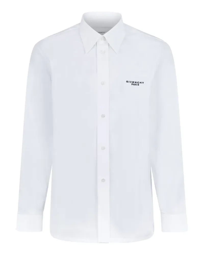 Givenchy Hemd aus Popeline mit Logo-Stickerei - Weiß Weiß