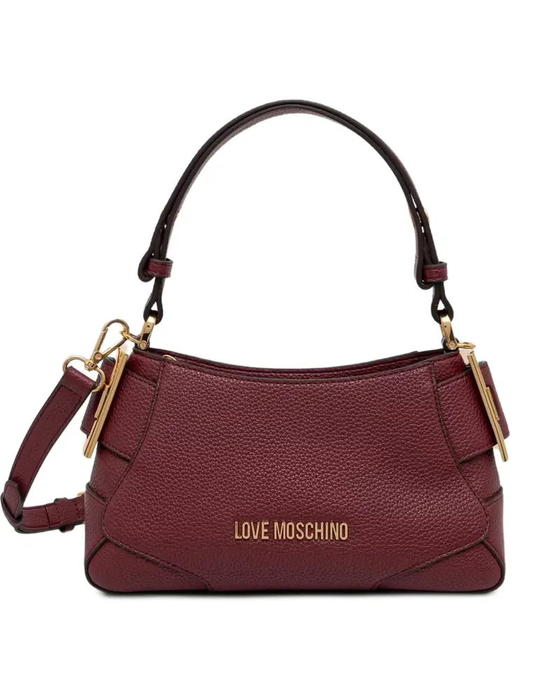 Moschino logo-plaque pebbled-effect shoulder bag - Rot Rot