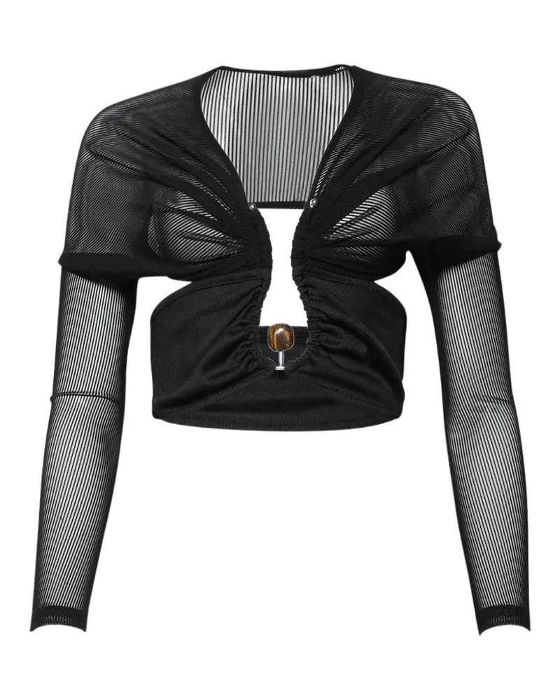 Christopher Esber Orbit sheer rib crop top - Schwarz Schwarz