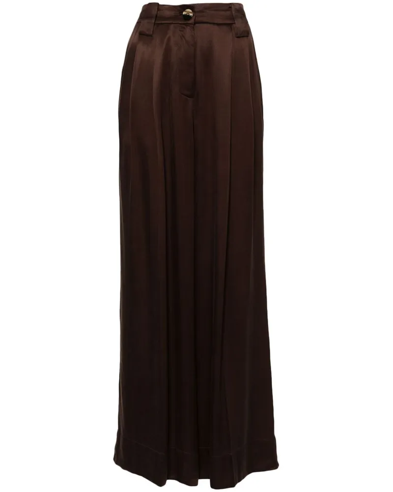 Ganni High-Waist-Hose in Satinoptik - Braun Braun