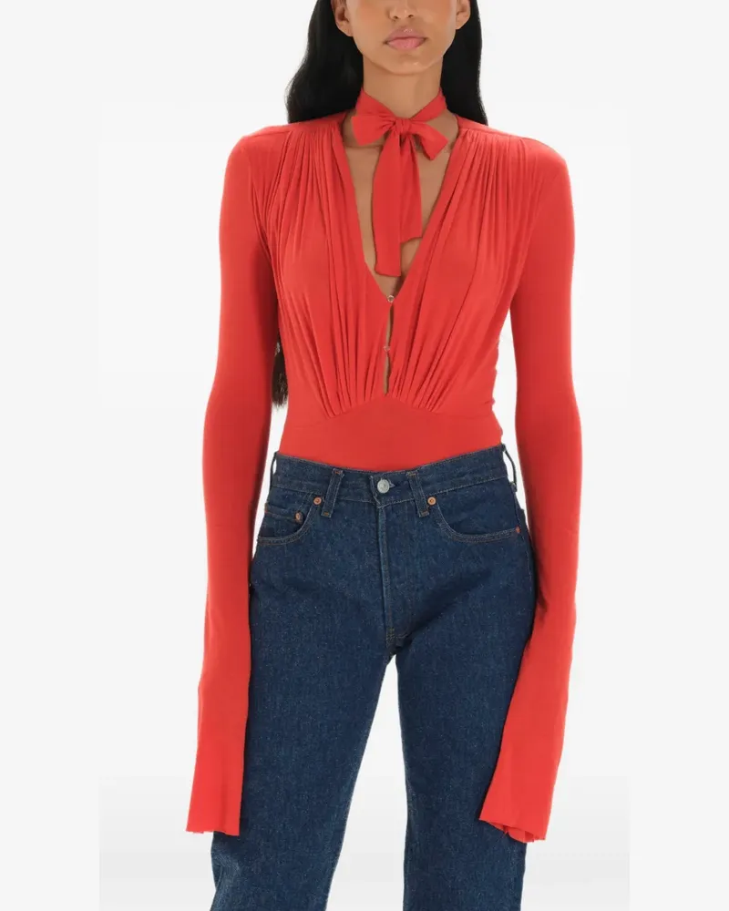 MANURÍ Suki pleated bodysuit - Rot Rot