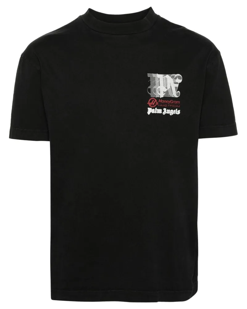 Palm Angels x Haas T-Shirt mit Racing-Print - Schwarz Schwarz