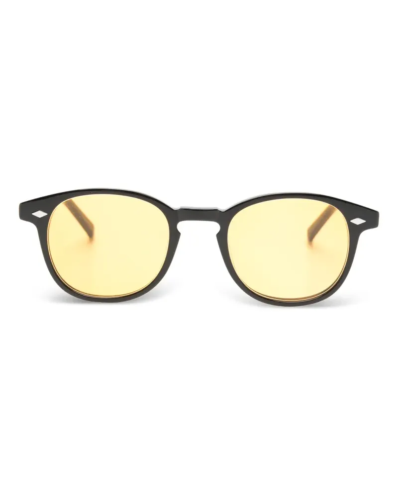 Lesca Sonnenbrille mit rundem Gestell - Schwarz Schwarz