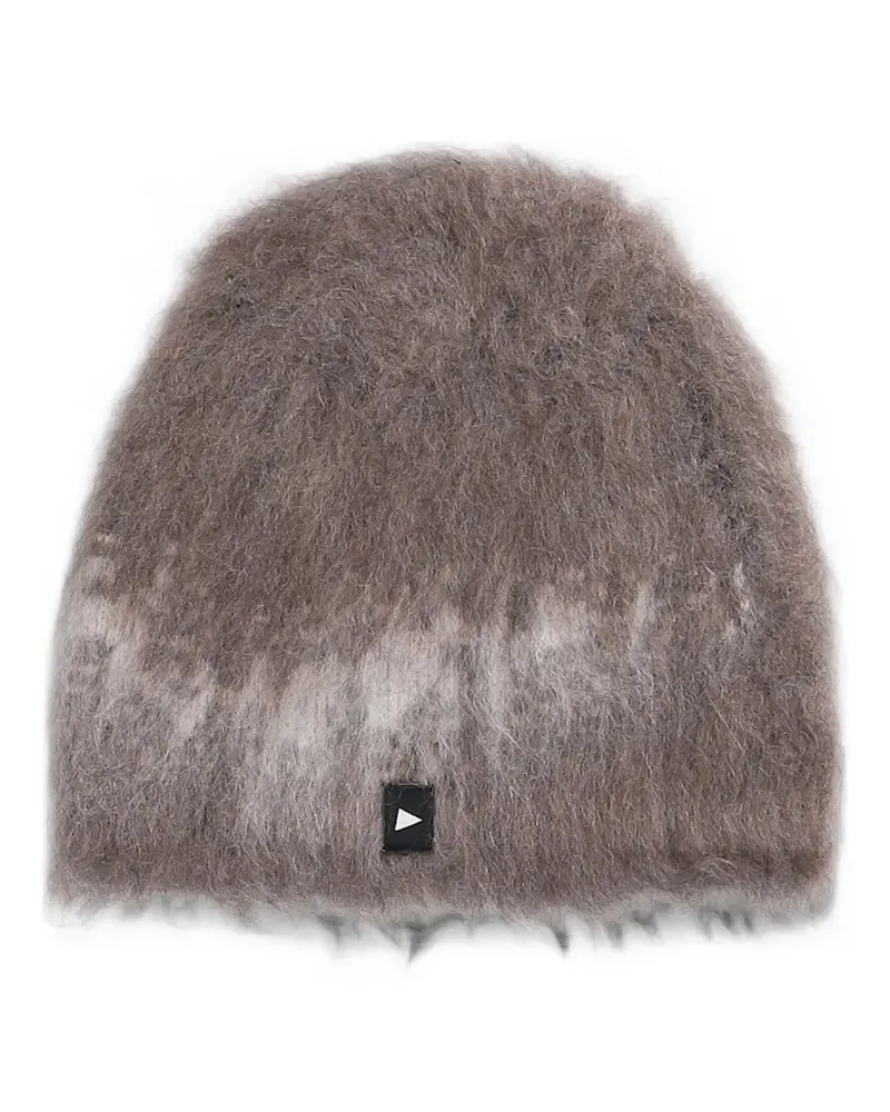 and wander brushed-finish logo-patch beanie hat - Braun Braun