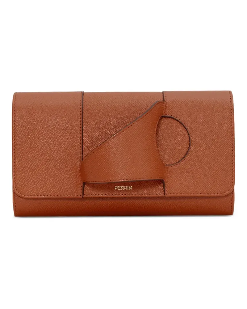 PERRIN PARIS L'Asymetrique Clutch aus gekörntem Leder - Braun Braun
