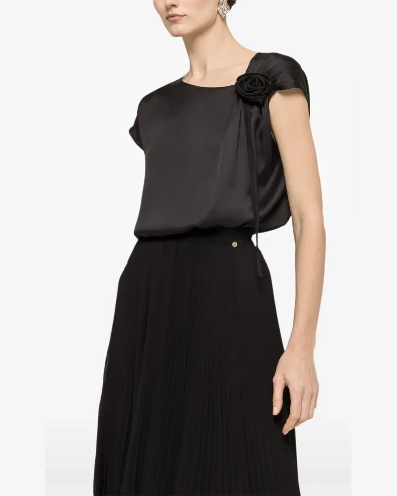 NISSA Viskose-Oberteil mit Blumendetail - Schwarz Schwarz