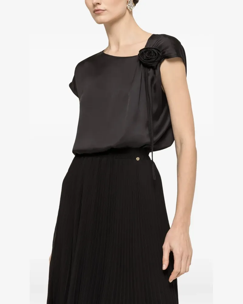 NISSA floral-detail top - Schwarz Schwarz